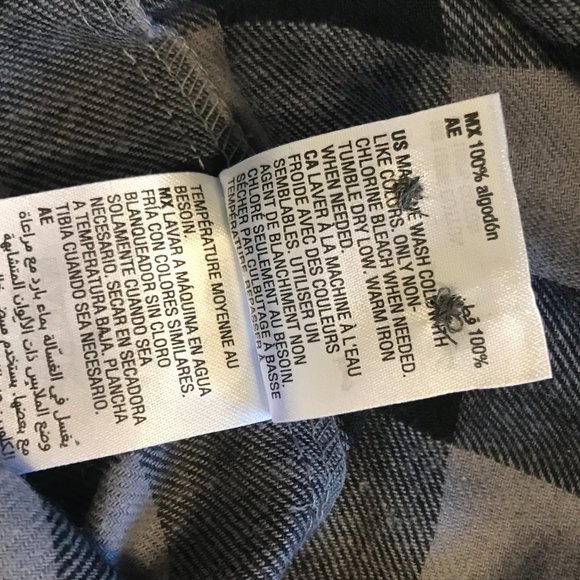 Club Room Grey and Black Plaid Men's Button Down Flannel Long Sleeve Shirt - Picture 7 of 9